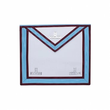 WORSHIPFUL MASTER MARK ENGLISH REGULATION APRON SKY BLUE MAROON MOIRE