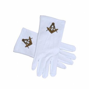 Master Mason Blue Lodge Gloves - STANDARD GOLD