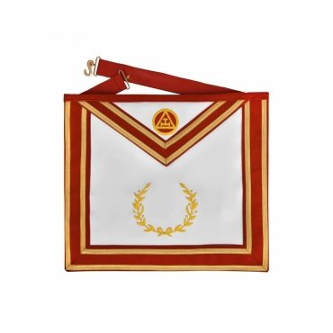 ROYAL ARCH CHAPTER APRON - RED VELVET WITH GOLD EMBROIDED EMBLEM & BRAID