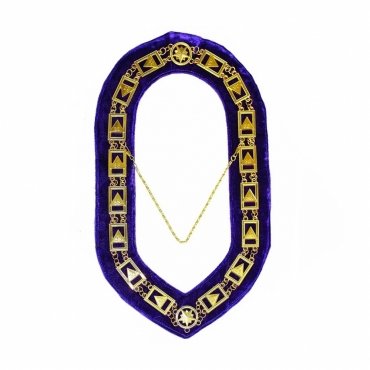 33rd Degree Scottish Rite Chain Collar - Gold Plated on Purple Velvet