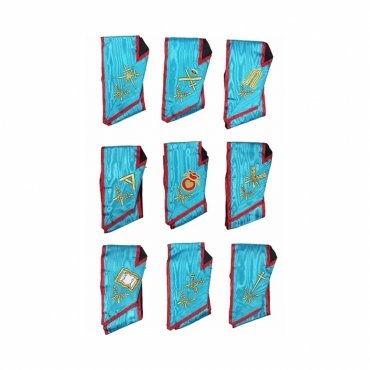 Officers Memphis Misraim French Regulation Officer Collar Set Turquoise Machine Embroidery