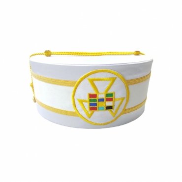 PAST HIGH PRIEST ROYAL ARCH CHAPTER CROWN CAP WHITE WITH GOLD BRAID MACHINE EMBROIDERY