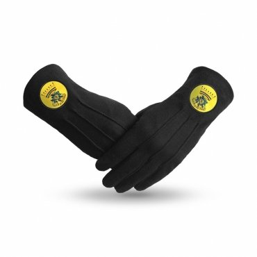 Rose of Seven Seals Gloves - Black Cotton Yellow Round Patch