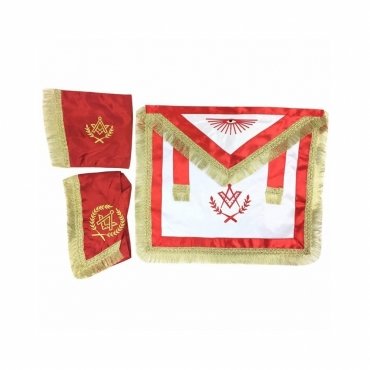 Master Mason Blue Lodge Regalia Set - Red & White Satin