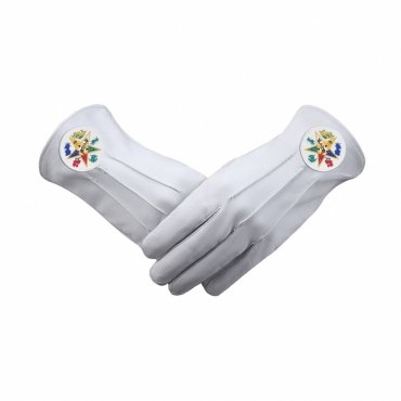 OES Gloves - Leather With Round White Patch With Flowers