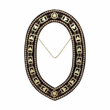 33rd Degree Scottish Rite Chain Collar Gold Plated with Rhinestones