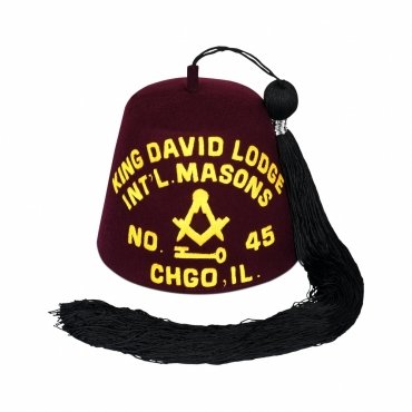International Masons Fez Hat White Sparkling Rhinestones