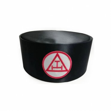 ROYAL ARCH CHAPTER CROWN CAP RED & BLACK SATIN TRIPLE TAU INSIGNIA