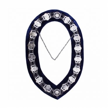 OES Chain Collar Silver Plated on Blue Velvet