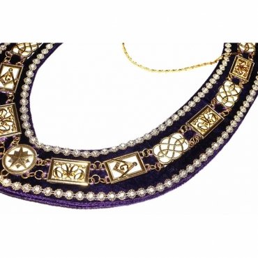 Grand Officers Blue Lodge Chain Collar Gold Plated with Purple Velvet