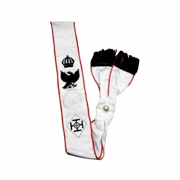 Divisional Officers Red Cross Of Constantine Sash - White Moire Ribbon