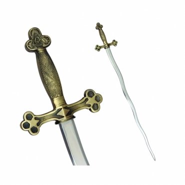 Fellowcraft Blue Lodge Sword - Snake Flaming Sword Square Compass with Gold and Black Hilt