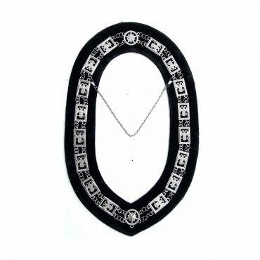 32nd Degree Scottish Rite Chain Collar Wings Down Silver Plated on Black Velvet