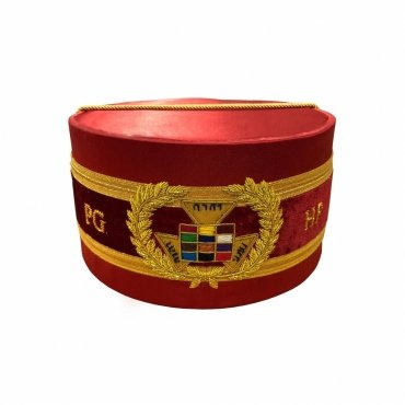 PAST GRAND HIGH PRIEST ROYAL ARCH CHAPTER CROWN CAP RED BULLION HAND EMBROIDERY