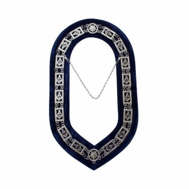 Master Mason Blue Lodge Chain Collar Silver Plated Square & Compass G
