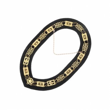 Grand Officers Blue Lodge Chain Collar Gold Plated On Black Velvet
