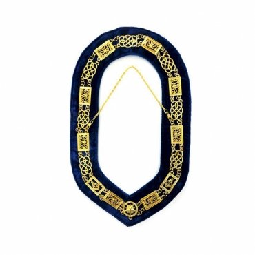 Grand Officers Blue Lodge Chain Collar Gold Plated On Blue Velvet