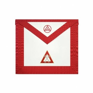 TREASURER ROYAL ARCH CHAPTER OFFICER APRON RED MACHINE EMBROIDERY