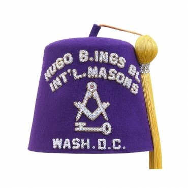 International Masons Fez Hat Purple With White Sparkling Rhinestones