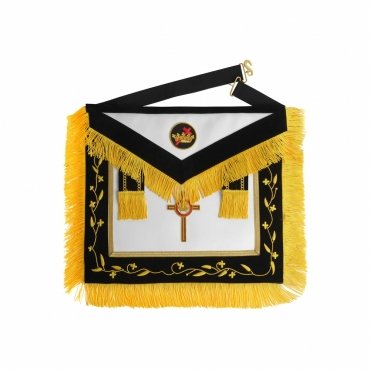 PAST COMMANDER KNIGHTS TEMPLAR COMMANDERY APRON - BLACK WITH GOLD FRINGE