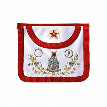 18TH DEGREE SCOTTISH RITE APRON RED PLEATED EDGES