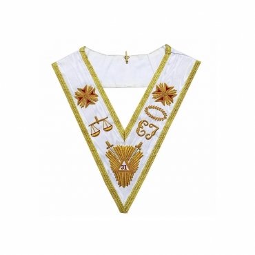 31st Degree Scottish Rite Collar White Moire