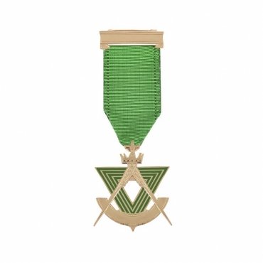 Past Sovereign Master Allied Masonic Degrees Breast Jewel - Gold Plated With Ribbon
