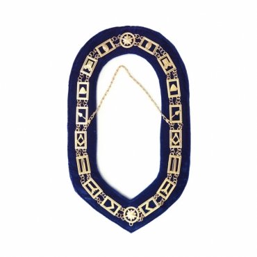 Blue Lodge Chain Collar Gold Plated on Blue Velvet