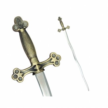 Master Mason Blue Lodge Sword - Snake Flaming Sword Square Compass With G and Golden Hilt