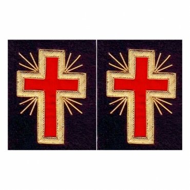 Past Commander Knights Templar Commandery Frock Coat Sleeve Patch - Bullion Embroidery