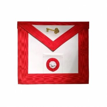 7TH DEGREE SCOTTISH RITE APRON WHITE RED MOIRE GOLD EMBROIDERY