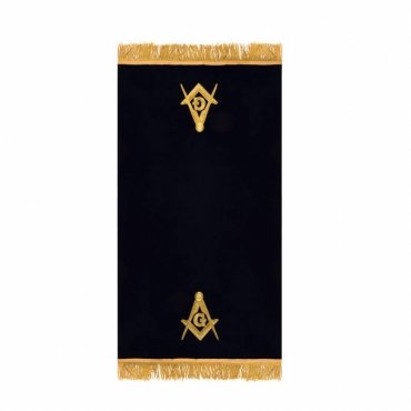 Master Mason Blue Lodge Pedestal Cover - Dark Blue Velvet With Gold Bullion & Fringe