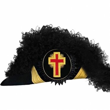 Past Commander Knights Templar Commandery Chapeau All Black Plumes