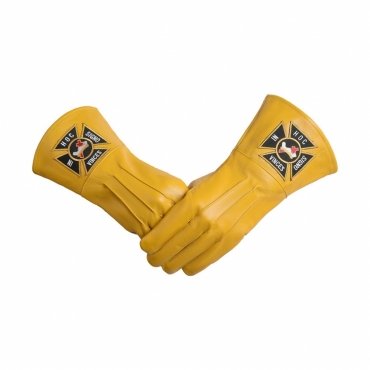 Knights Templar Commandery Gauntlet - Yellow Leather