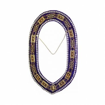 Grand Officers Blue Lodge Chain Collar Gold Plated with Rhinestones